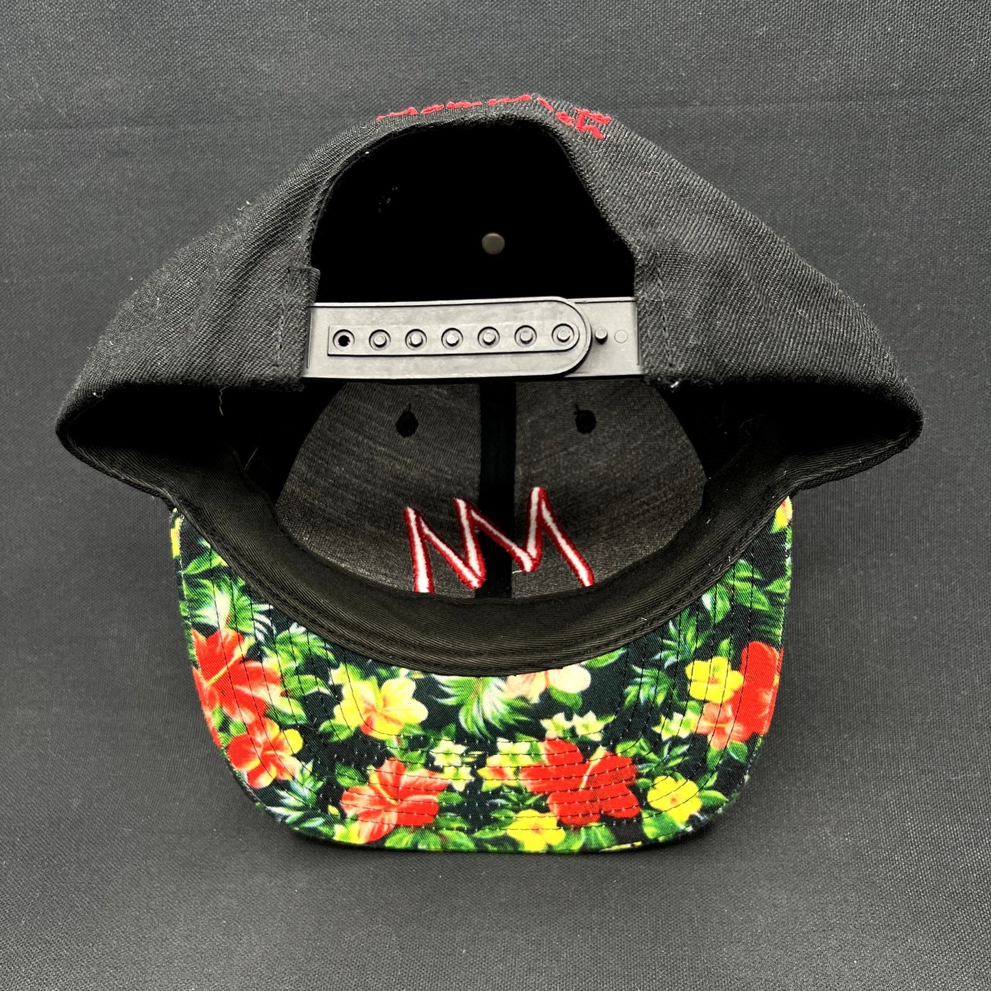 Mammoth Mountain Tropical Floral Brim Snapback Hat Black Resort Cap