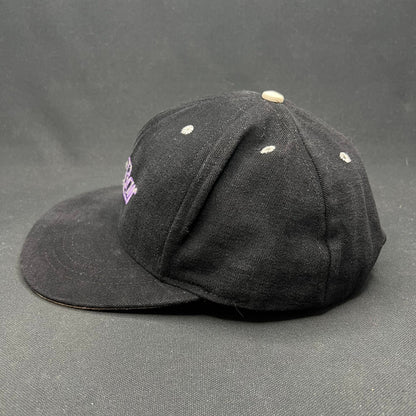 Vintage Snack Bar Snapback Hat Black Purple Script 90s USA