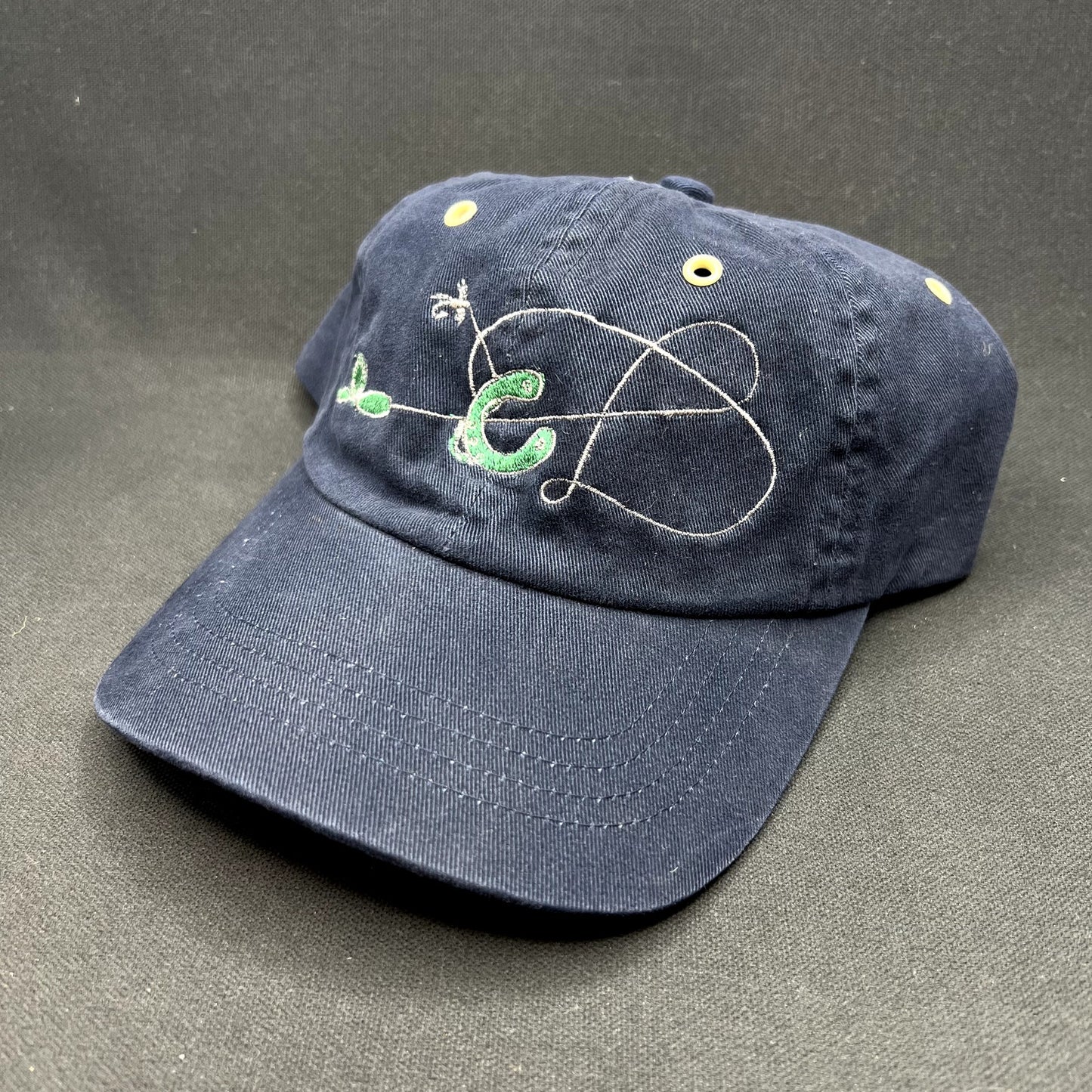 Vintage Western Fly Fishing August 3, 2002 Leather Strapback Hat Navy