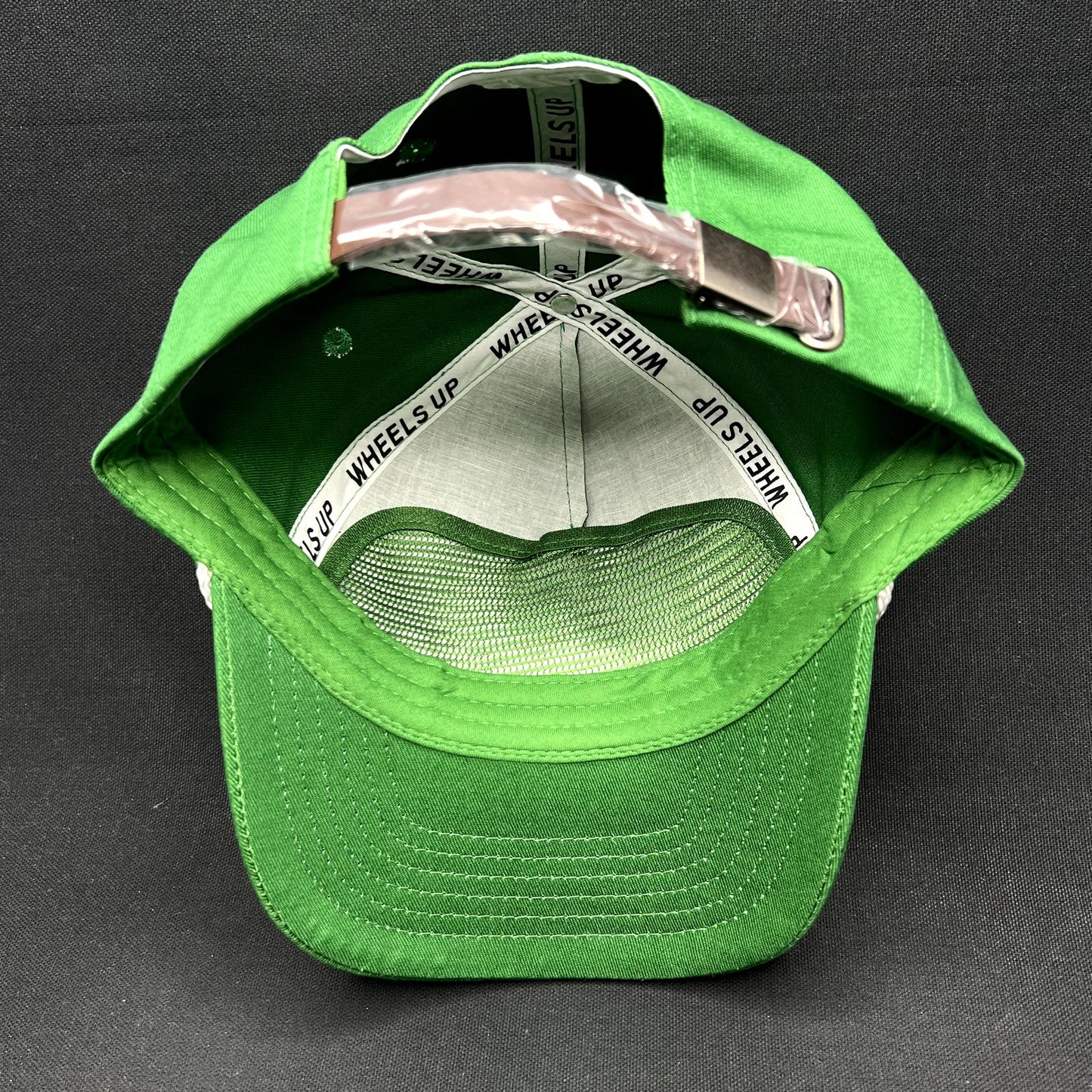 Wheels Up Strapback Hat Green Rope Cap Private Aviation Golf Style