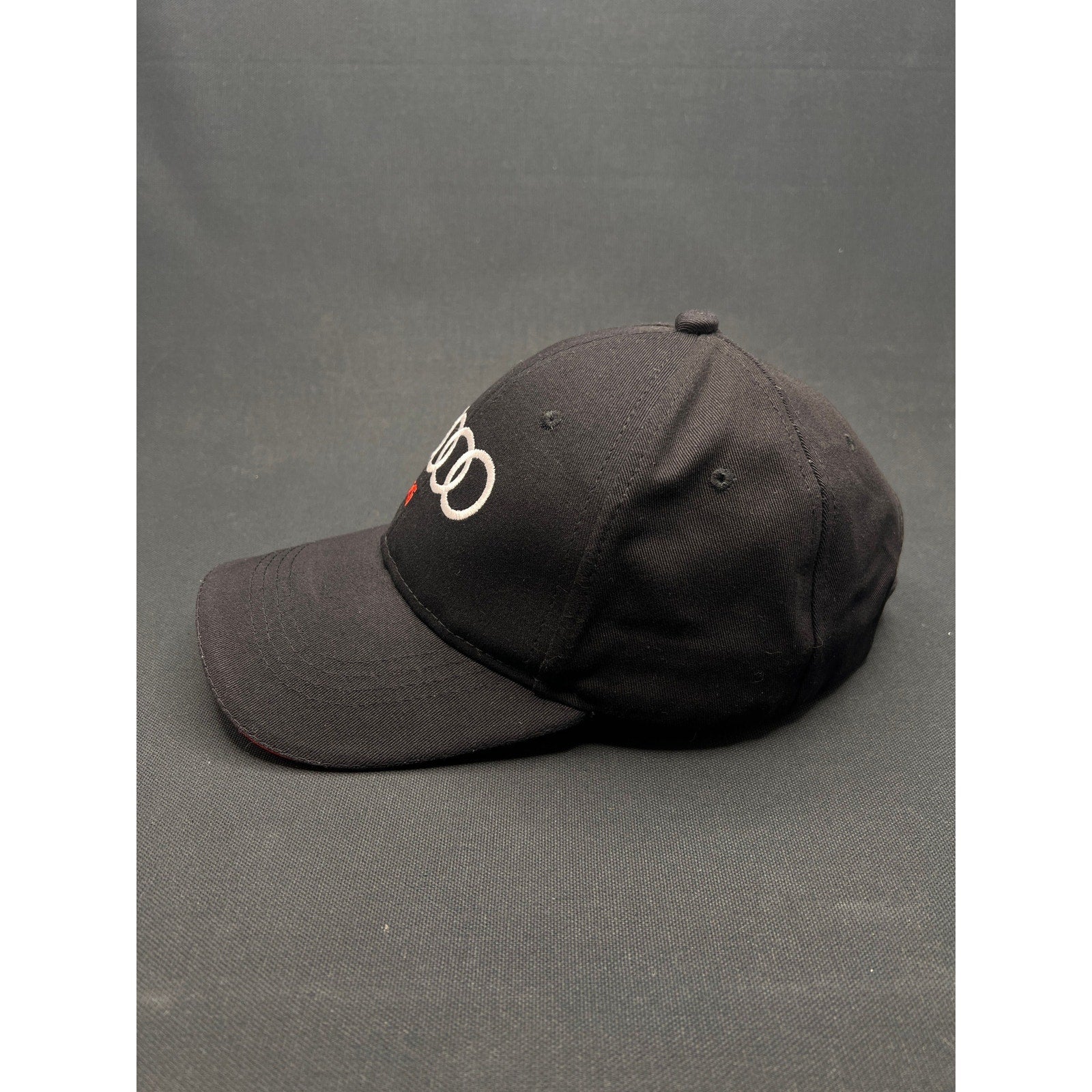 Audi Automotive Rings Logo Hat Black Twill Strapback Metal Clasp OEM Promo