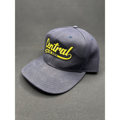 Vintage “Central Skid Row” Denim Snapback Hat 1990s OTTO Cap Yellow Script Logo