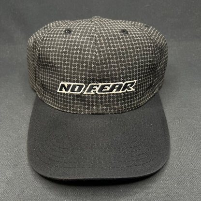 Vintage No Fear Strapback Hat Black Crosshatch Logo 90s USA