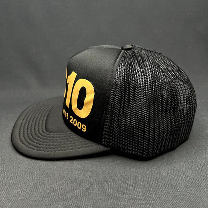 Cloud 10 C10 Otto Trucker Snapback Hat Black Gold Mesh Cap