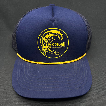 Vintage O’Neill Santa Cruz Surf Trucker Hat Navy Yellow Rope Snapback