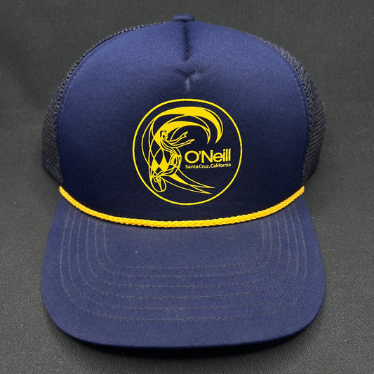 Vintage O’Neill Santa Cruz Surf Trucker Hat Navy Yellow Rope Snapback