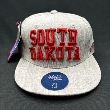 South Dakota Collegiate Licensed Fitted Hat 7 1/8 Gray Red