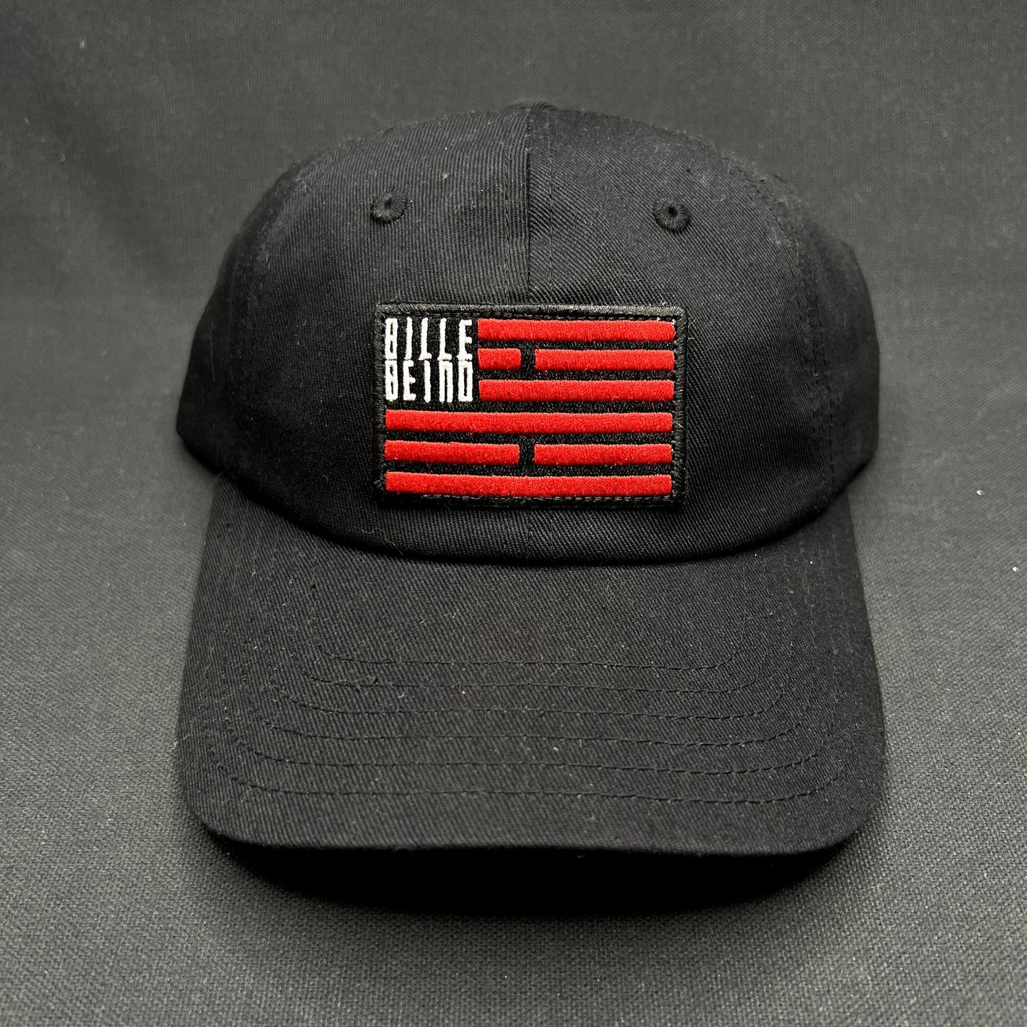 BilleBeino Strapback Hat Black Red Flag Logo Finland Streetwear NWT