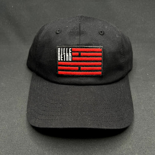 BilleBeino Strapback Hat Black Red Flag Logo Finland Streetwear NWT