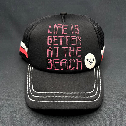 Roxy Life Is Better At The Beach Trucker Snapback Hat Black Pink