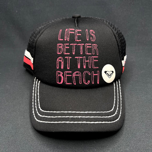 Roxy Life Is Better At The Beach Trucker Snapback Hat Black Pink