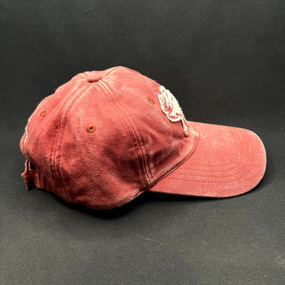 Vintage Retro Elk Deer Strapback Hat Distressed Red Washed Cotton Dad Cap