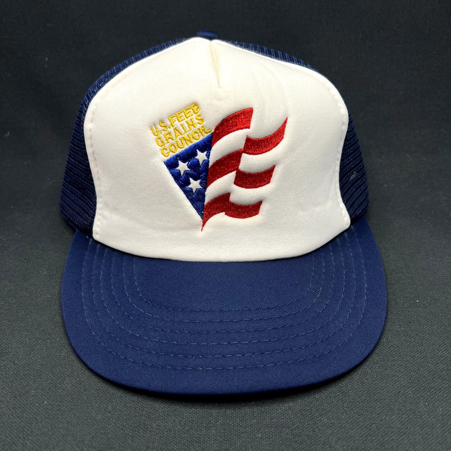 Vintage U.S. Feed Grains Council Mesh Snapback Trucker Hat USA