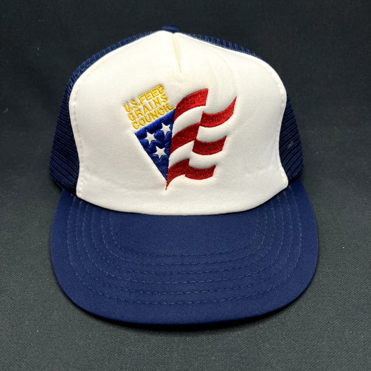 Vintage U.S. Feed Grains Council Mesh Snapback Trucker Hat USA