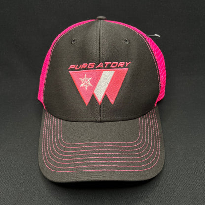 Vintage Purgatory Racing Snapback Hat Pink Mesh 90s Ski