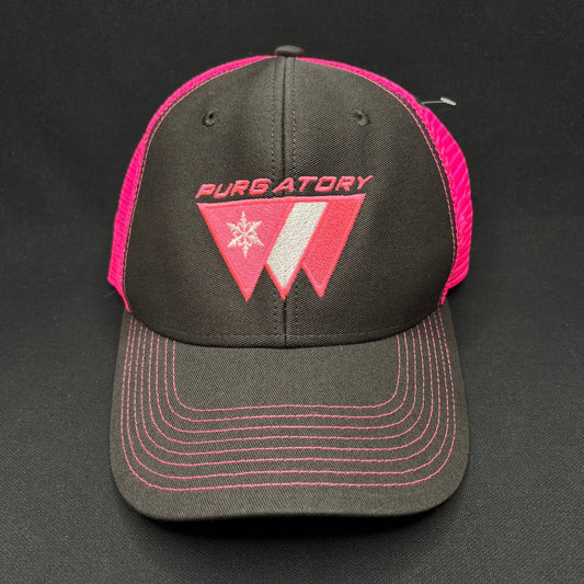 Vintage Purgatory Racing Snapback Hat Pink Mesh 90s Ski