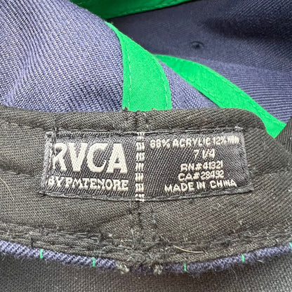 7 1/4 Y2K RVCA Crest Logo Snapback Hat Black White Pinstripe Brim