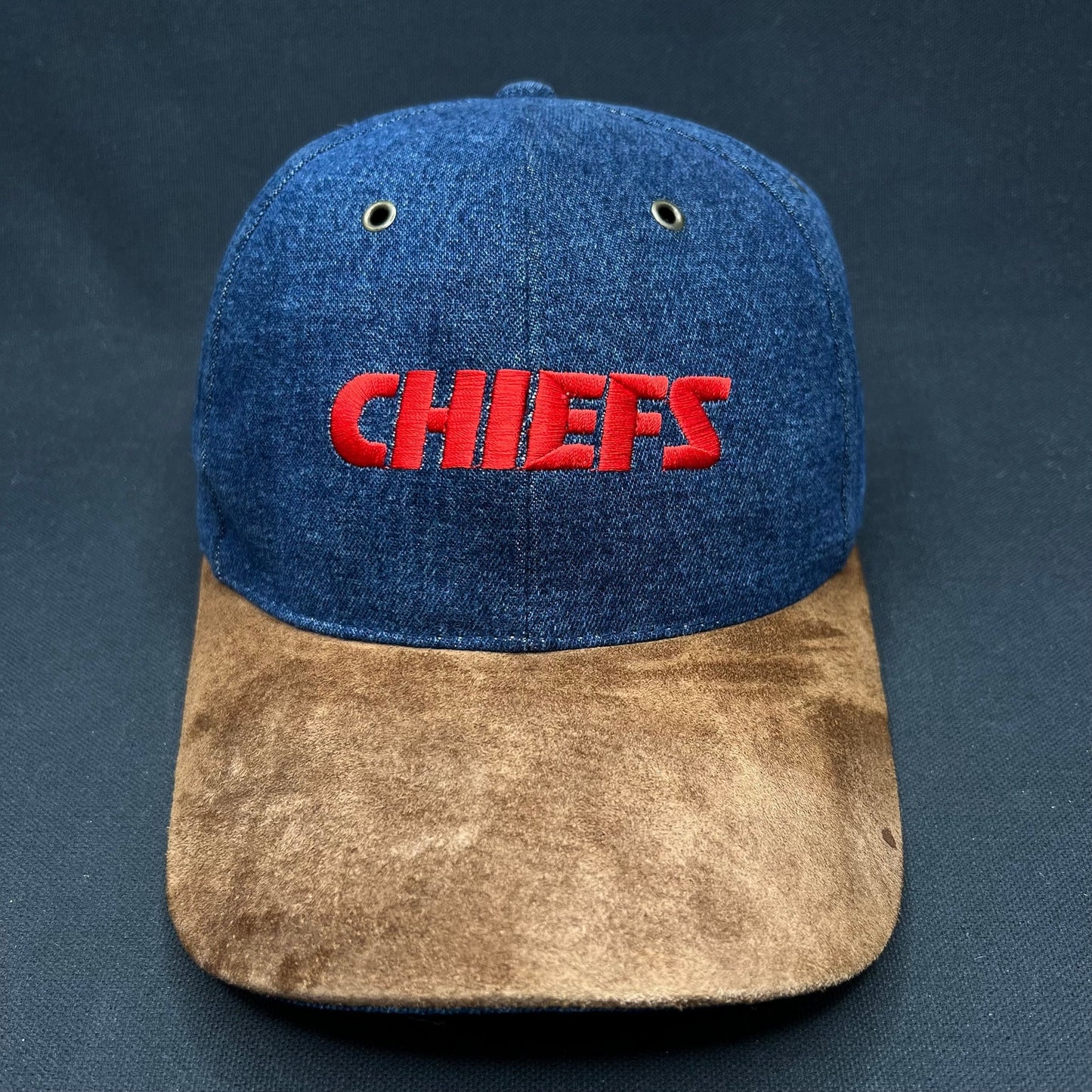 Vintage Kansas City Chiefs Annco Denim Suede Snapback Hat
