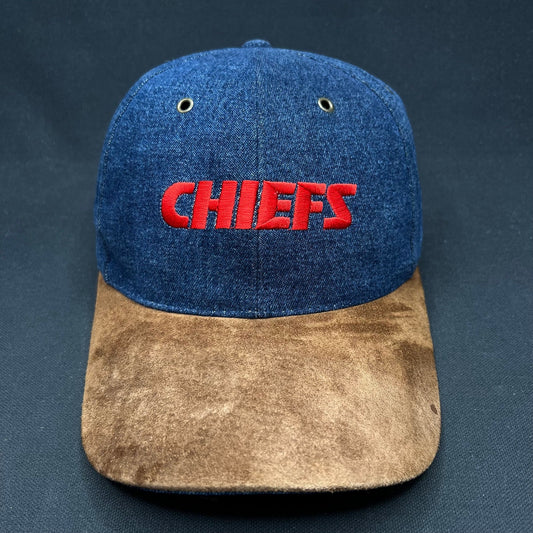 Vintage Kansas City Chiefs Annco Denim Suede Snapback Hat