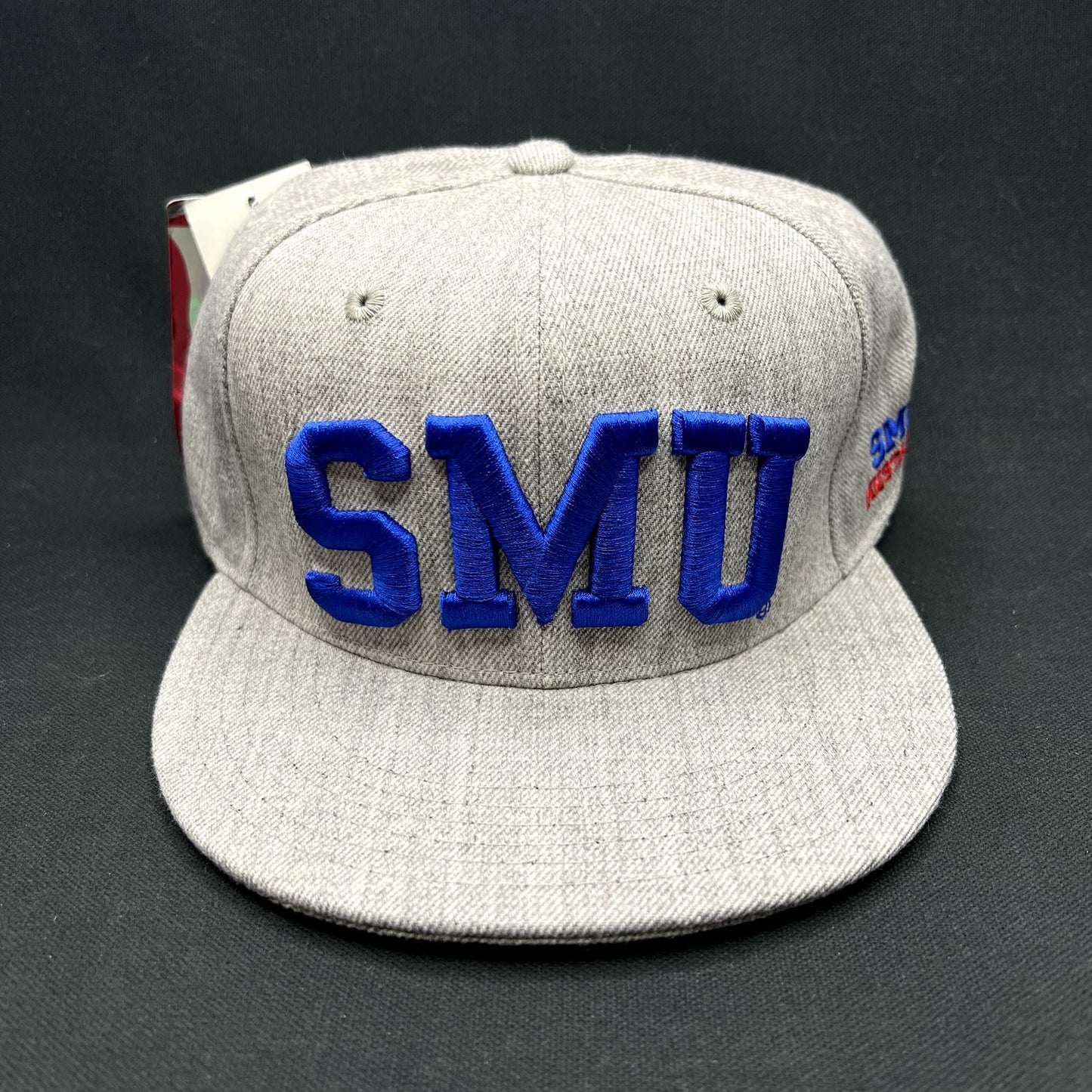SMU Mustangs Heather Gray Fitted Hat 7 5/8 NCAA W Republic