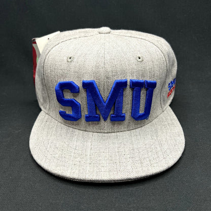 SMU Mustangs Heather Gray Fitted Hat 7 5/8 NCAA W Republic