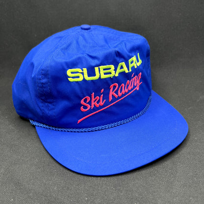 Vintage Subaru Ski Racing Strapback Hat Blue Bump Bonnets USA