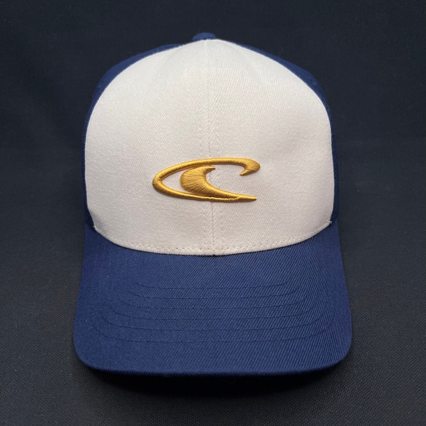 Y2K O’Neill Wave Logo Flexfit Hat Blue White L/XL Surf Cap Oneil