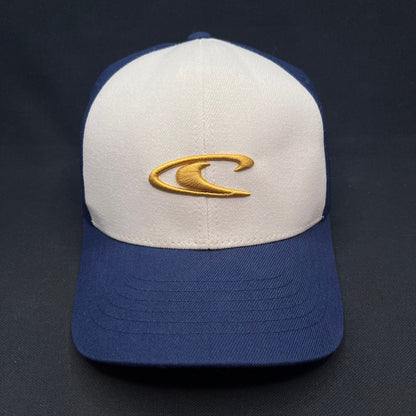 Y2K O’Neill Wave Logo Flexfit Hat Blue White L/XL Surf Cap Oneil