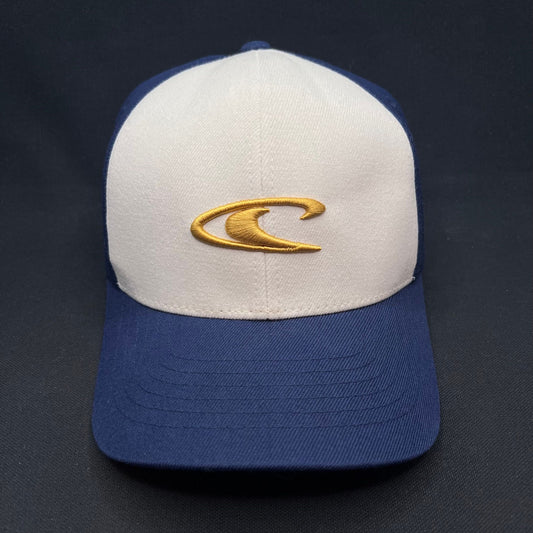 Y2K O’Neill Wave Logo Flexfit Hat Blue White L/XL Surf Cap Oneil
