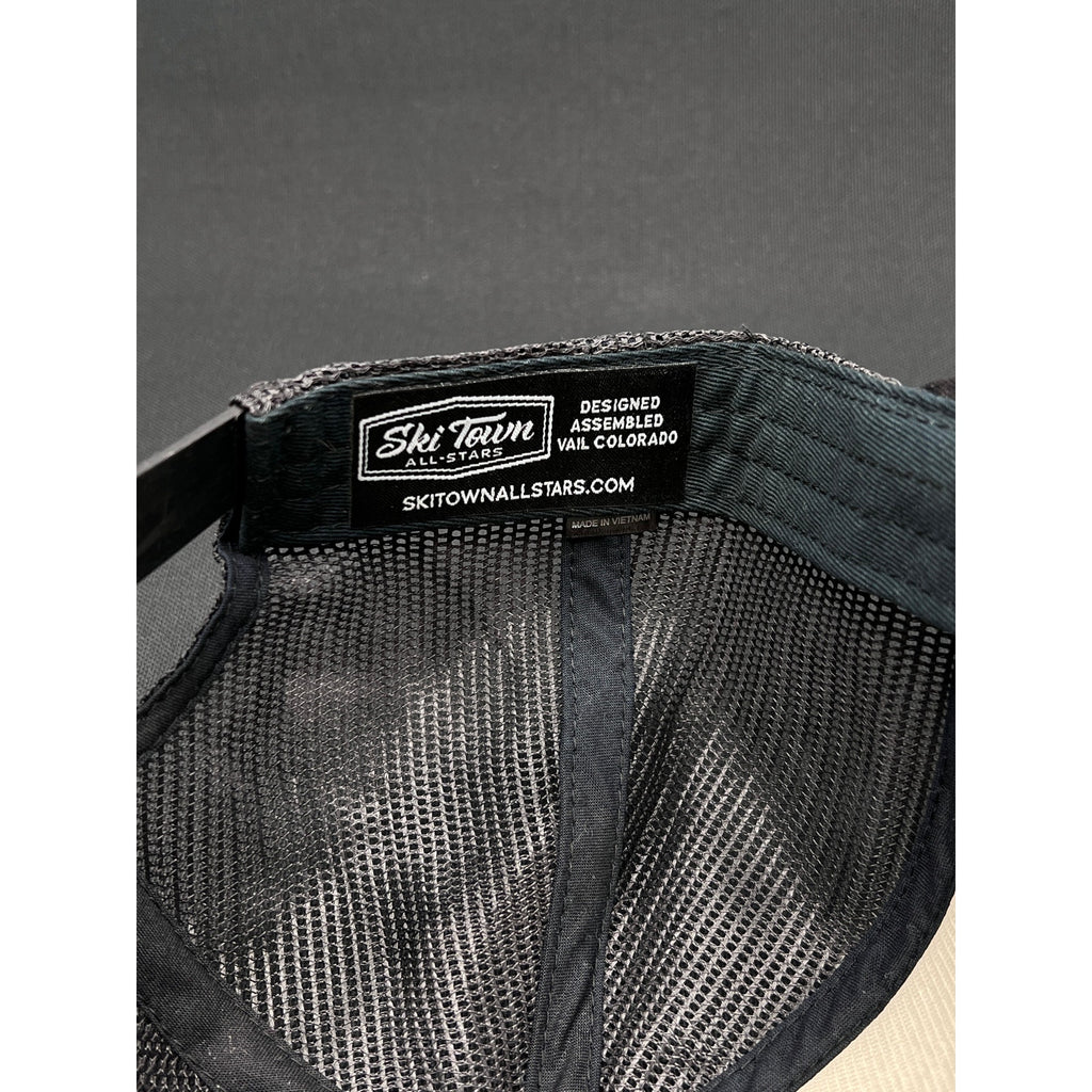 Vintage JAPOW Ski Town All-Stars Trucker Hat Black Mesh Snow Culture Cap
