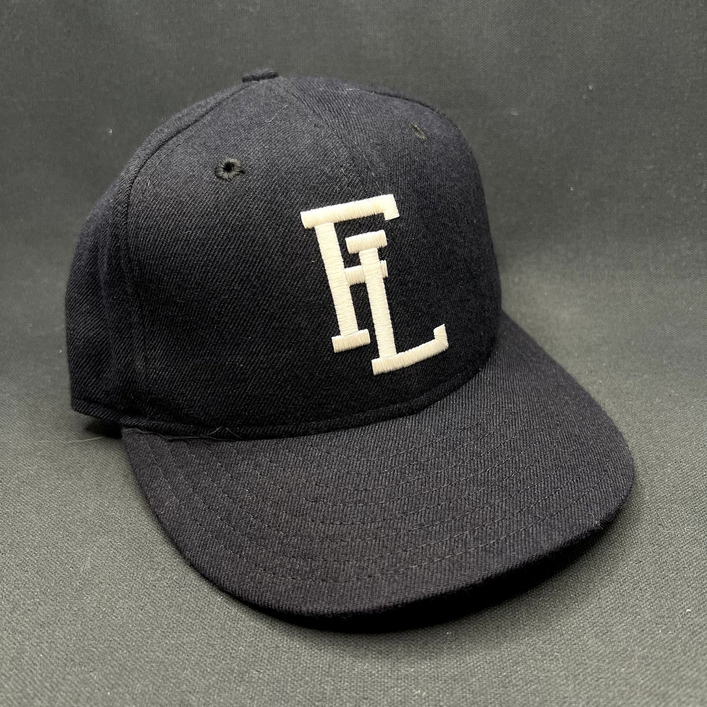 Vintage New Era USA Made Interlocking FL Snapback Hat Navy Gray Dupont Pro Model