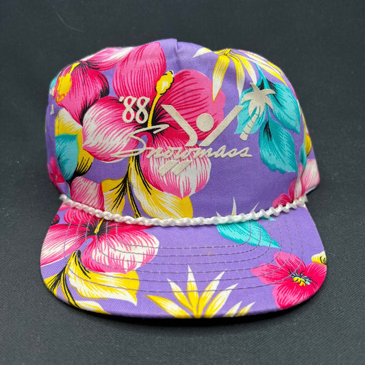 Vintage 1988 Snowmass Colorado Floral Snapback Hat San Sun