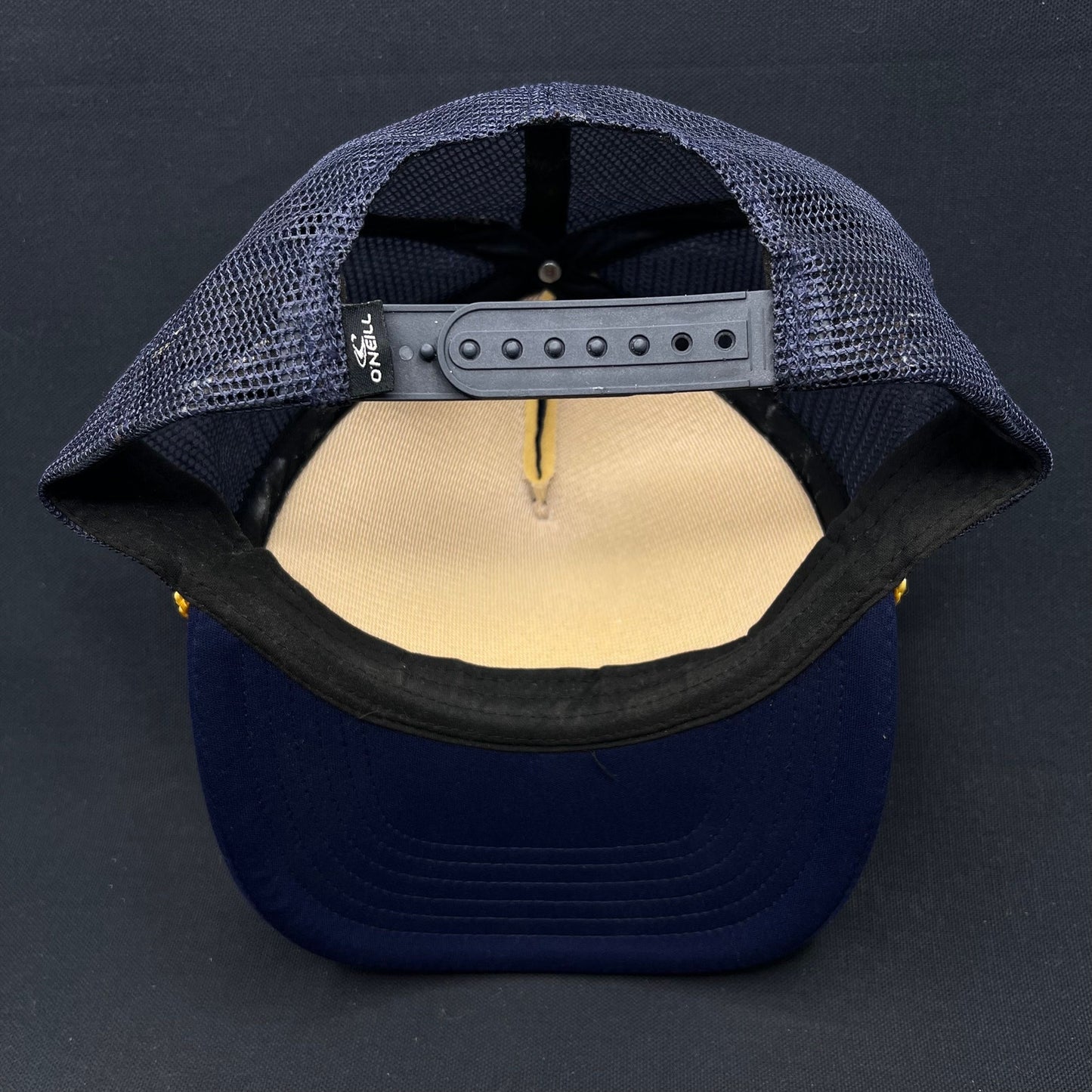 Vintage O’Neill Santa Cruz Surf Trucker Hat Navy Yellow Rope Snapback