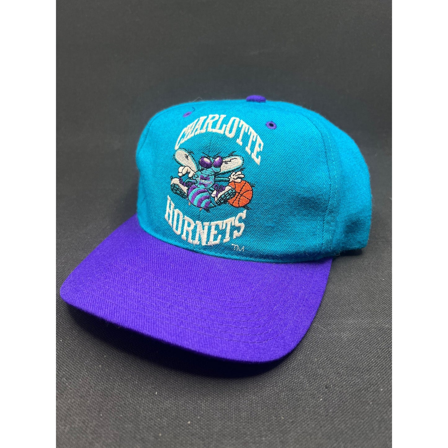 Vintage Charlotte Hornets Hat – Grossman Cap Co 100% Wool Teal & Purple Snapback