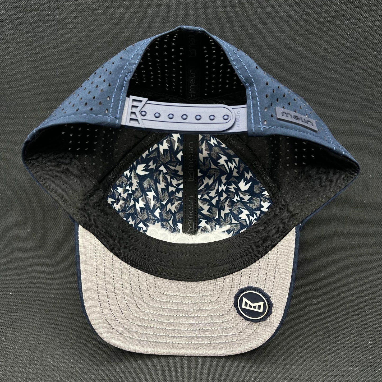 Melin Hydro A-Game Zoom Logo Snapback Hat Navy Performance