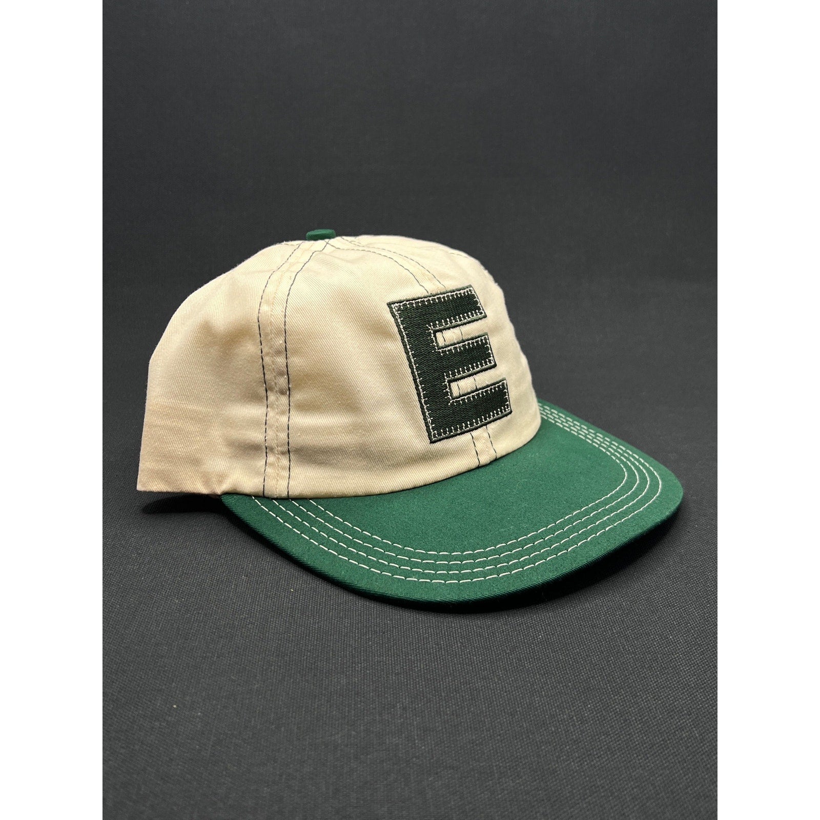 Vintage 90s Sesame Street Ernie “E” Snapback Hat – Tan & Green Brim