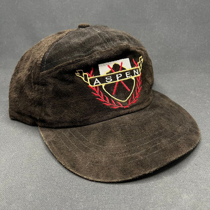 Vintage Aspen 100% Suede Strapback Hat Ski Country Imports USA