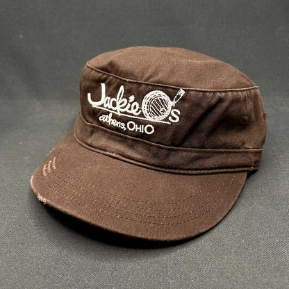 Vintage Jackie’s Athens Ohio Distressed Military Style Cap Brown Adjustable Hat