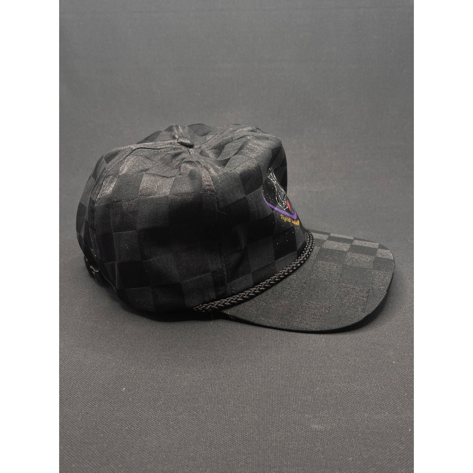 Vintage 1990s RCA DSS Satellite System Rope Hat – Black Checkered Taiwan Made