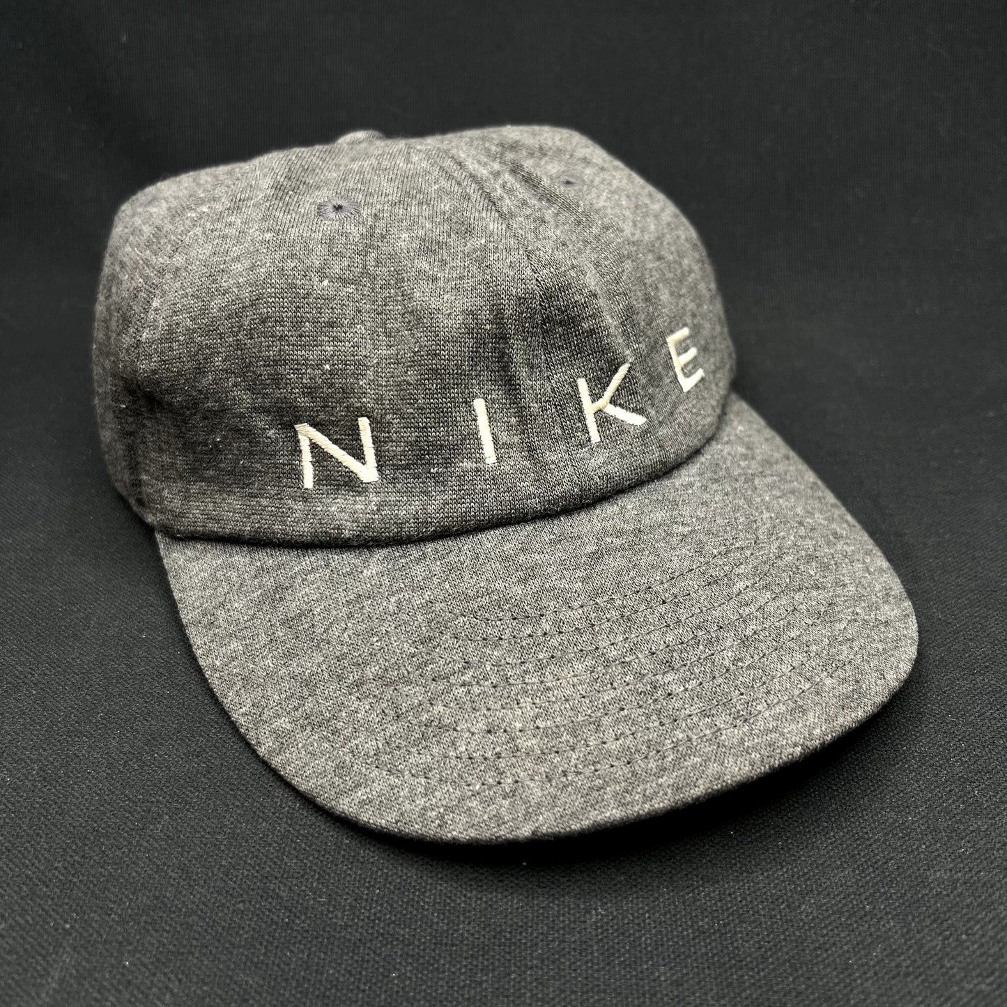 Vintage Nike Flex Strapback Hat Gray Minimal Spellout Cap Y2K
