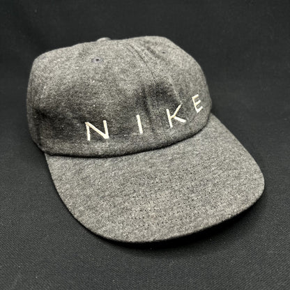 Vintage Nike Flex Strapback Hat Gray Minimal Spellout Cap Y2K