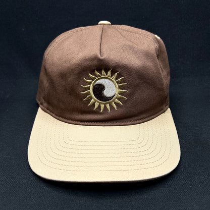 Katin Sunfire Yin Yang Sun Snapback Hat Brown Tan Cotton Surf Skate Cap