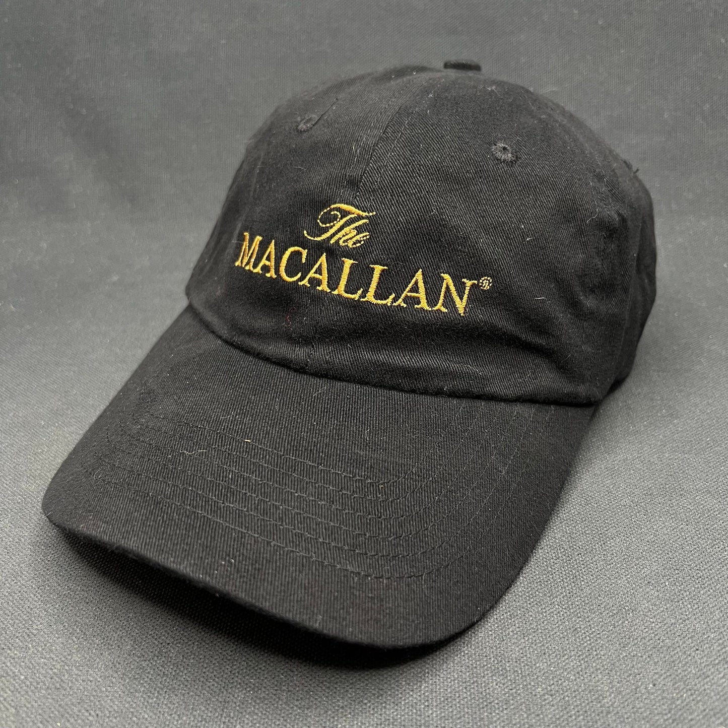 The Macallan Scotch Whisky Strapback Hat Black Gold Embroidered