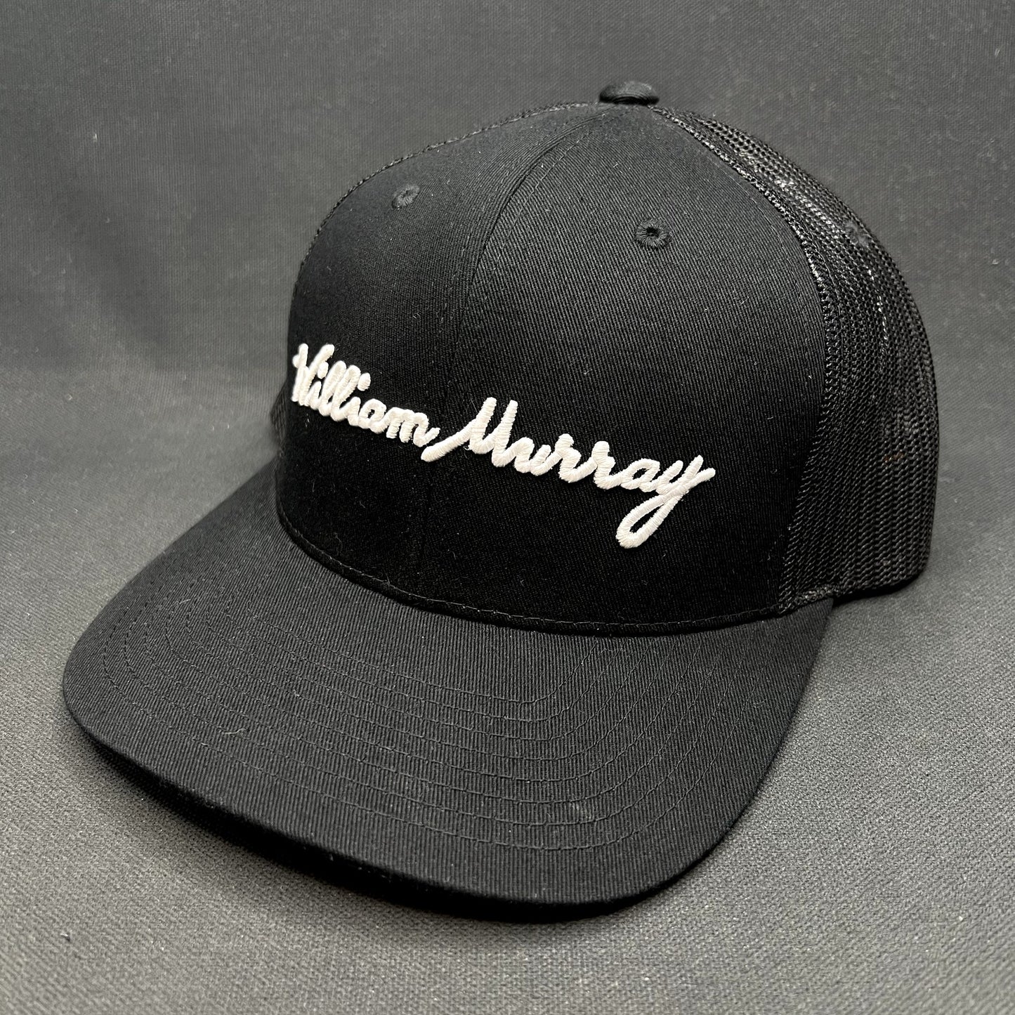 William Murray Golf Script Logo Snapback Trucker Hat Plaid Undervisor