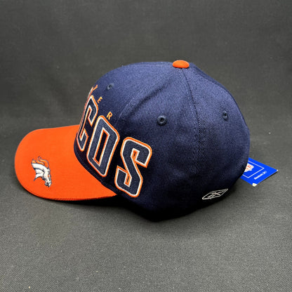 NWT Reebok Denver Broncos Strapback Hat NFL Big Logo Navy Orange Cap