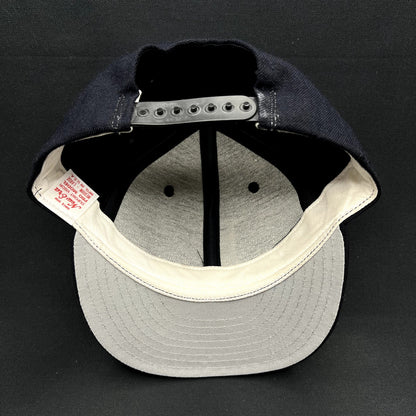 Vintage New Era USA Made Interlocking FL Snapback Hat Navy Gray Dupont Pro Model