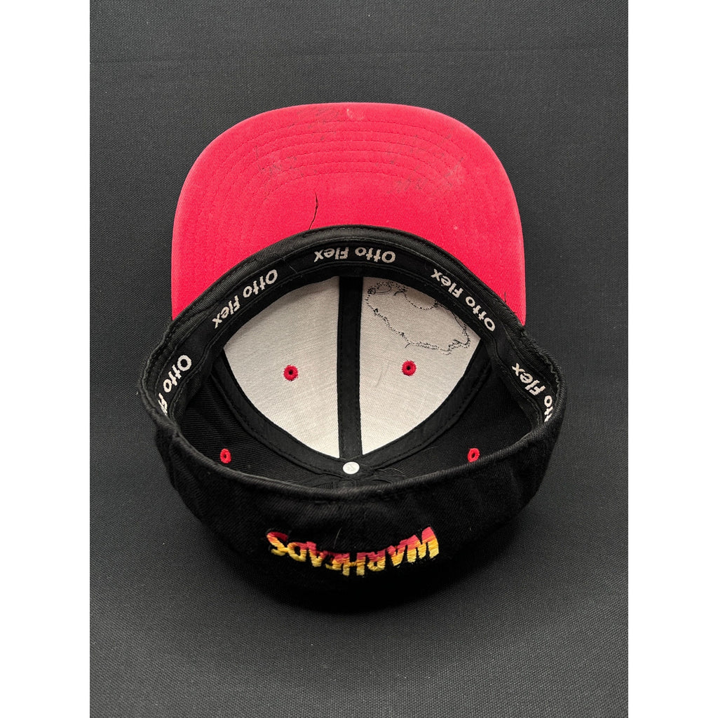 Vintage Warheads Candy Logo Autographed Otto Flex Hat Black Red Y2K Promo Cap