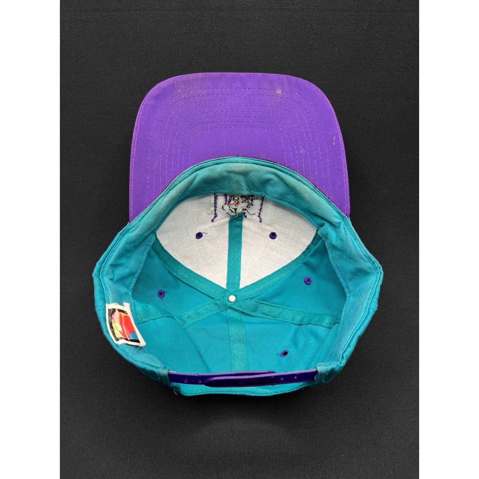 Vintage 1990s Mickey Mouse “M” Hat – Teal & Purple Snapback by Mickey Unlimited (Disney)
