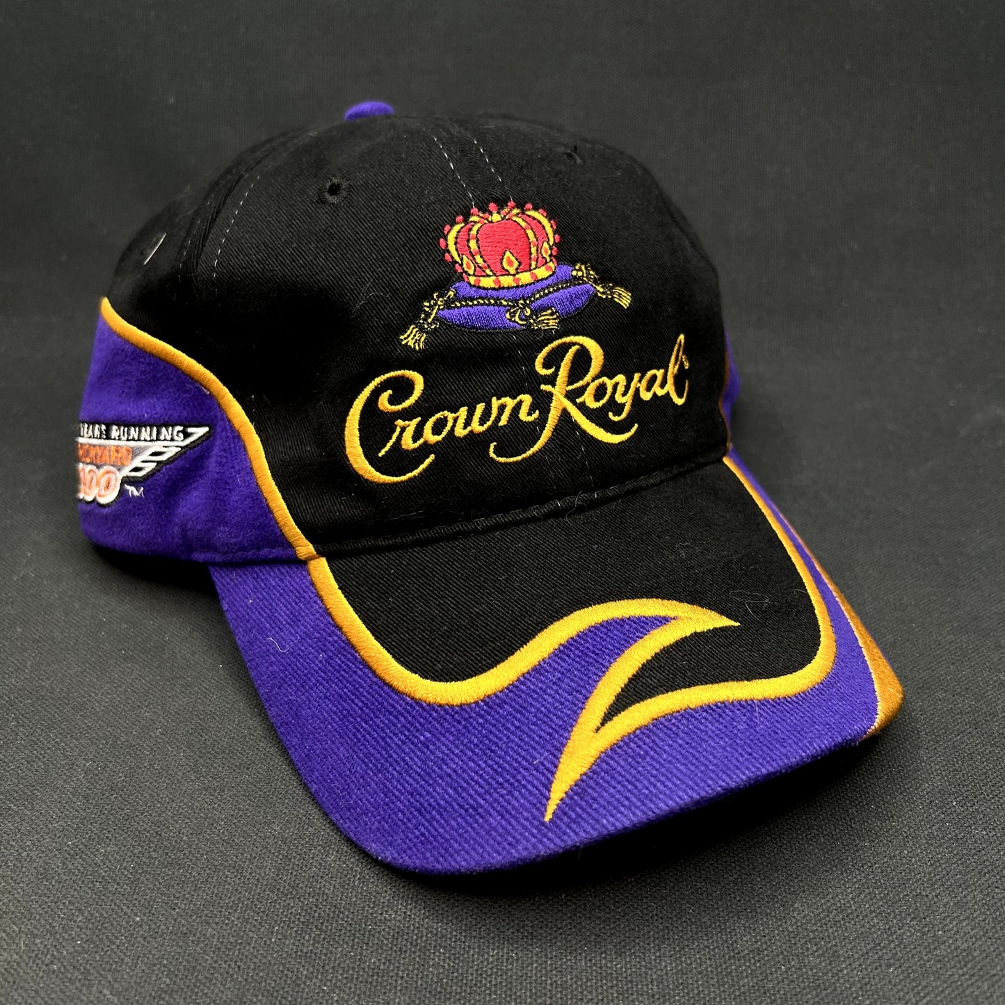 Vintage 2003 Crown Royal Roots Strapback Hat Purple Black Whiskey Cap