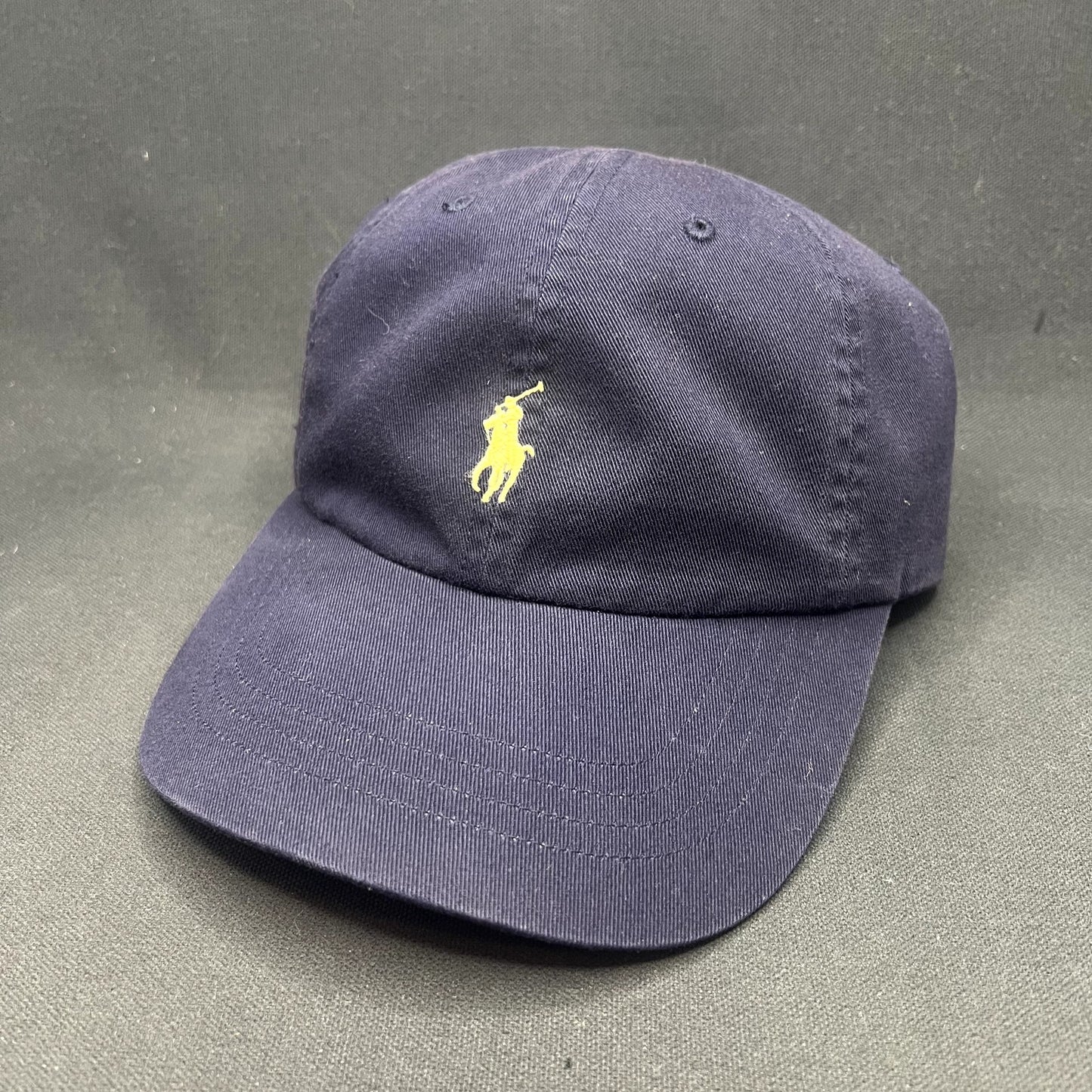 Polo Ralph Lauren Navy Cotton Chino Strapback Hat Yellow Pony Adjustable Cap